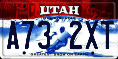 UT license plate A732XT