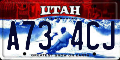 UT license plate A734CJ