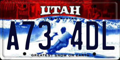 UT license plate A734DL