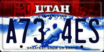 UT license plate A734ES