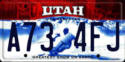 UT license plate A734FJ