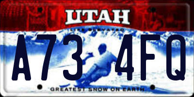 UT license plate A734FQ