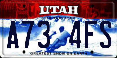 UT license plate A734FS