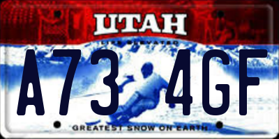 UT license plate A734GF