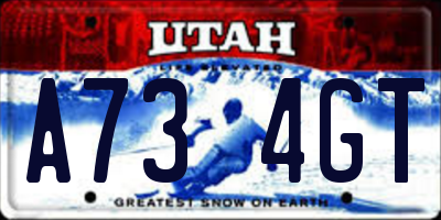 UT license plate A734GT