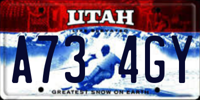 UT license plate A734GY