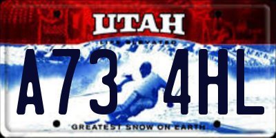UT license plate A734HL