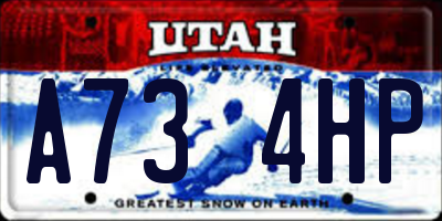 UT license plate A734HP