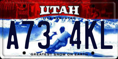 UT license plate A734KL