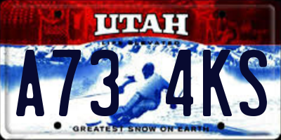 UT license plate A734KS