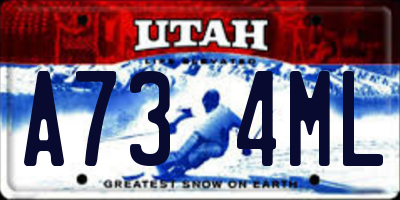UT license plate A734ML
