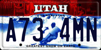 UT license plate A734MN