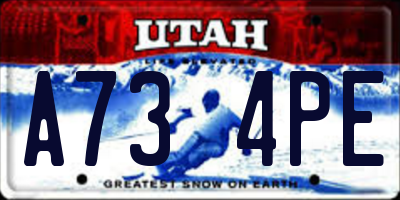 UT license plate A734PE
