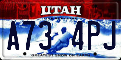 UT license plate A734PJ
