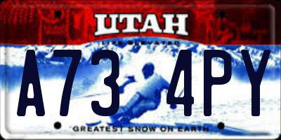 UT license plate A734PY