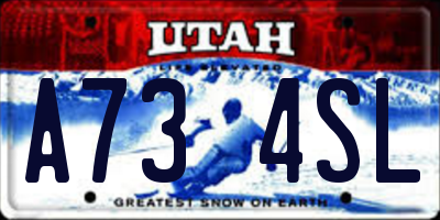 UT license plate A734SL