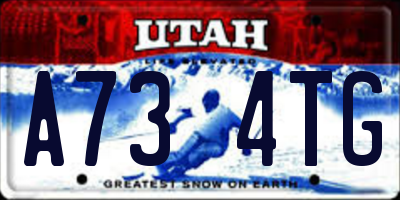 UT license plate A734TG