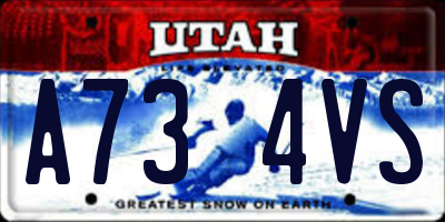 UT license plate A734VS