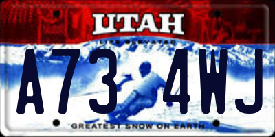 UT license plate A734WJ