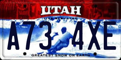 UT license plate A734XE