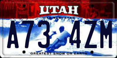 UT license plate A734ZM