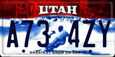 UT license plate A734ZY