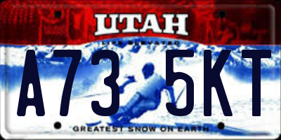 UT license plate A735KT