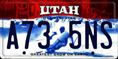 UT license plate A735NS
