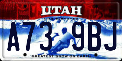 UT license plate A739BJ
