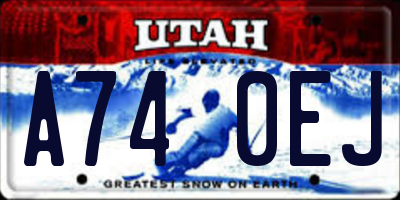 UT license plate A740EJ