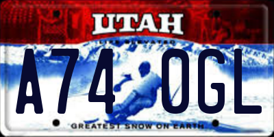 UT license plate A740GL