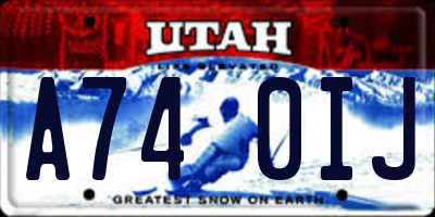 UT license plate A740IJ