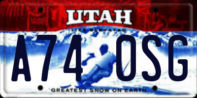 UT license plate A740SG