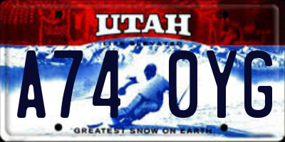 UT license plate A740YG