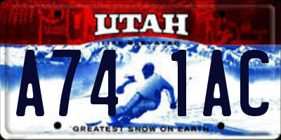 UT license plate A741AC