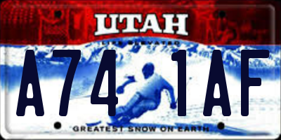 UT license plate A741AF