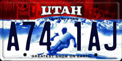 UT license plate A741AJ
