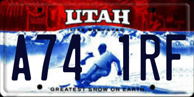 UT license plate A741RF