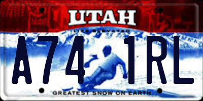 UT license plate A741RL