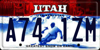 UT license plate A741ZM