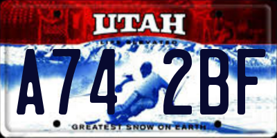 UT license plate A742BF