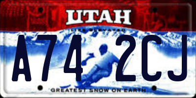 UT license plate A742CJ