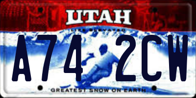 UT license plate A742CW