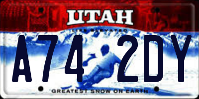 UT license plate A742DY