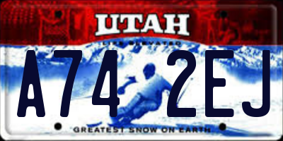 UT license plate A742EJ