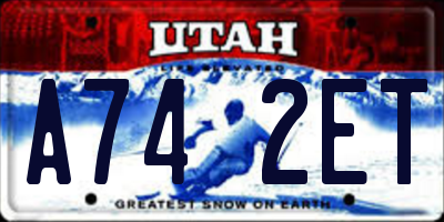 UT license plate A742ET