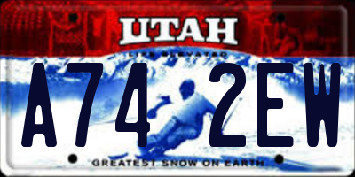 UT license plate A742EW
