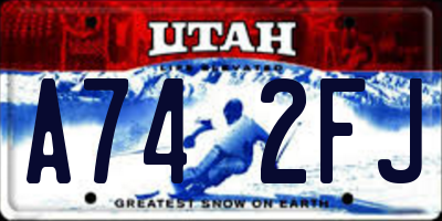 UT license plate A742FJ