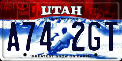 UT license plate A742GT