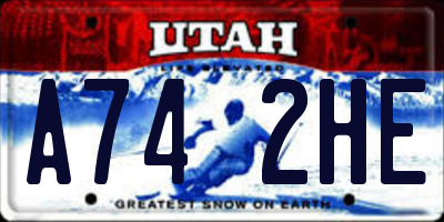 UT license plate A742HE